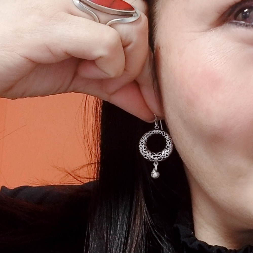 Crafted Silver earrings. - Picture 6 of 7